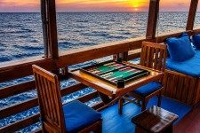 Lounge Backgammon Table Ocean Sunset