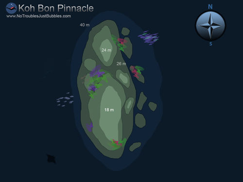 Koh Bon Pinnacle scuba dive site map