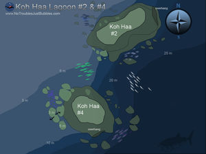 Koh haa Lagoon no 2 no 4 scuba dive site map
