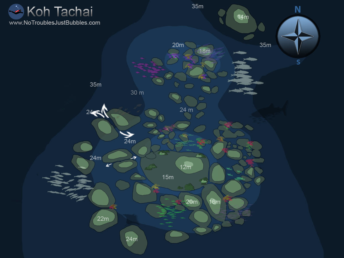 Koh Tachai scuba dive map