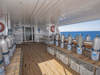 dive tanks on dive deck Dolce Vita dive boat